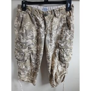 Y2k Lucky‎ Brand Women's Cargo Capri Floral Butterfly Print Drawstring Size S